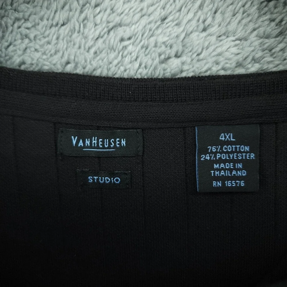 Van Heusen Sweater Mens 4XL Black Stripe Ribbed Studio Pullover Big & Tall - Picture 4 of 12